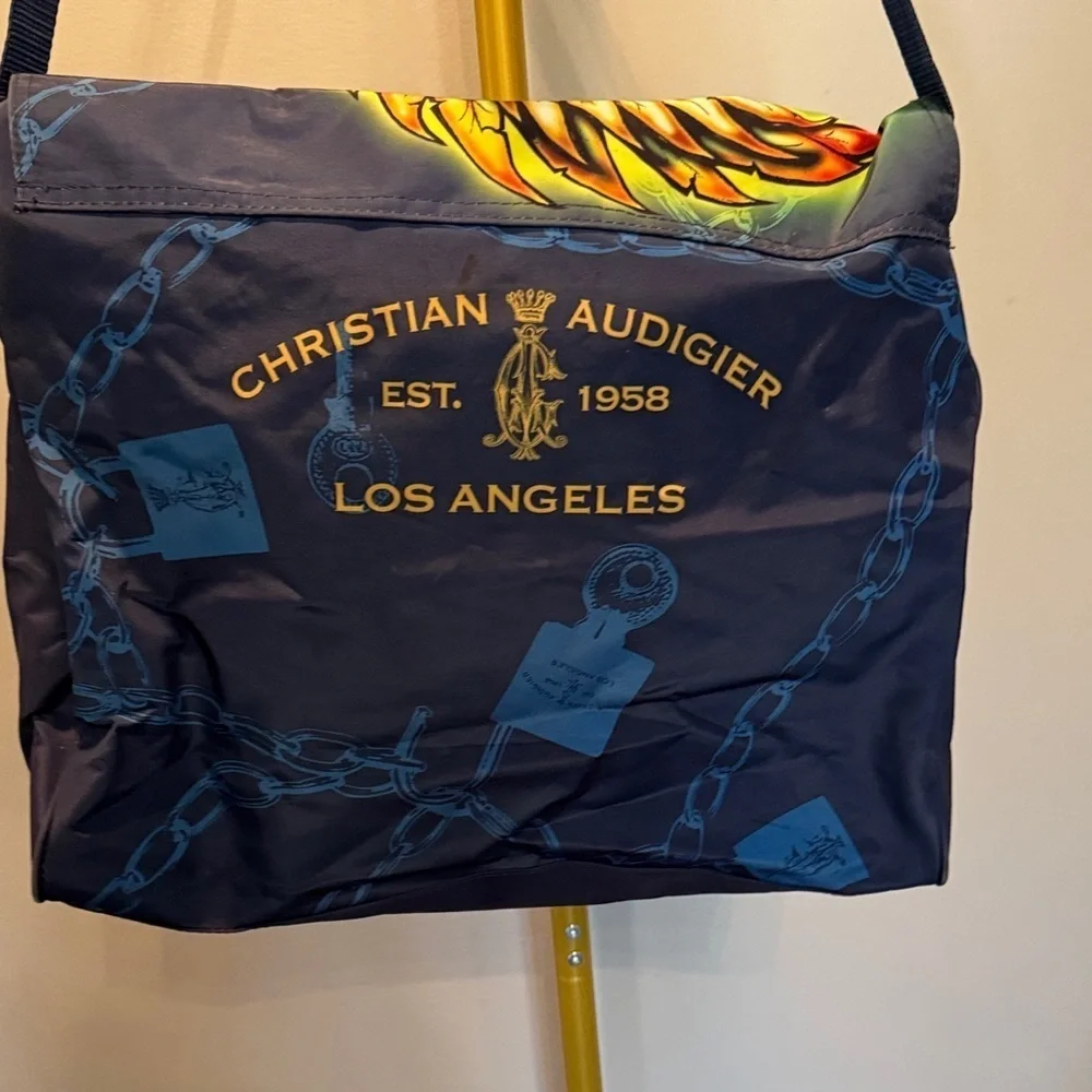 Christian Audigier vintage Y2K Vibrant Graphic Messenger Bag EUC